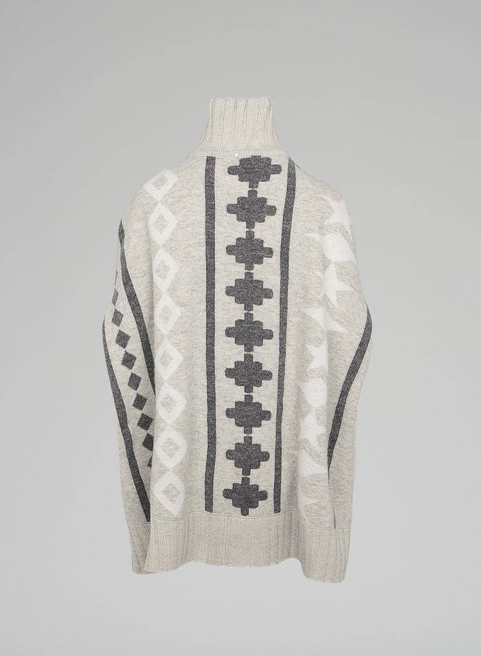 Lorena Antoniazzi PONCHO JACQUARD IN LANA E ALPACA