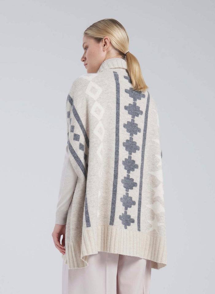 Lorena Antoniazzi PONCHO JACQUARD IN LANA E ALPACA