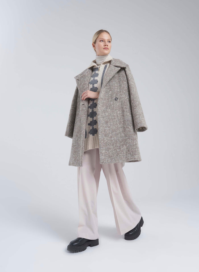 Lorena Antoniazzi PONCHO JACQUARD IN LANA E ALPACA