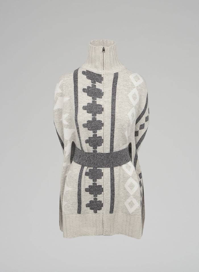 Lorena Antoniazzi PONCHO JACQUARD IN LANA E ALPACA