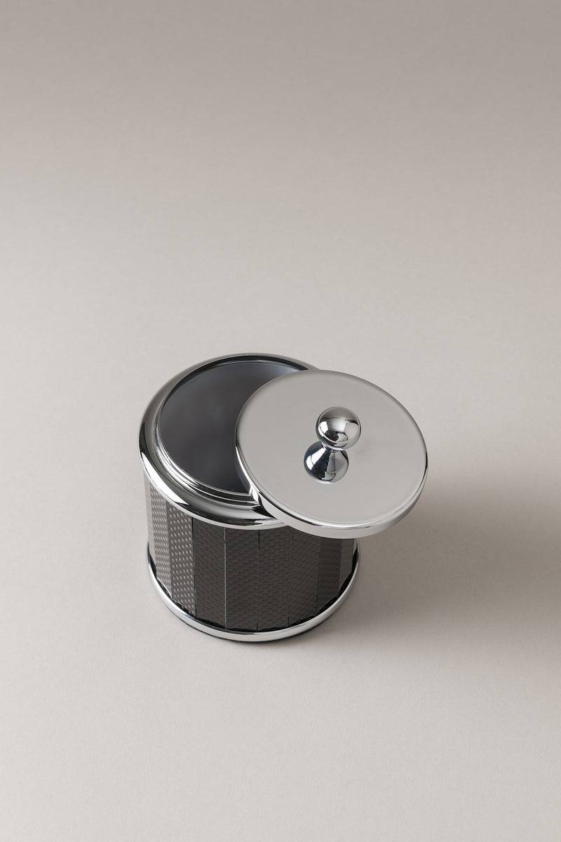 Lorenzi Milano Barattolo Porta Cotone Da Toilette In Carbonio