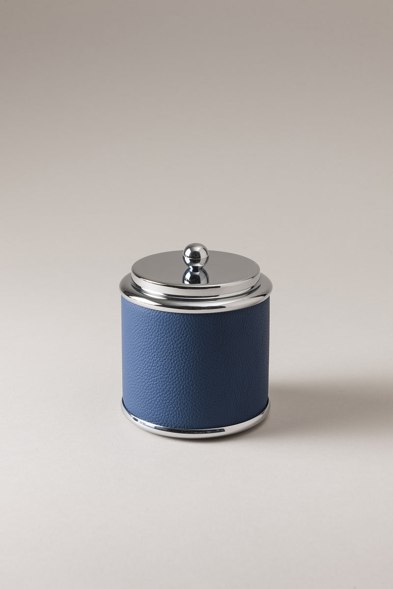 Lorenzi Milano Barattolo porta cotone da toilette in Vitello nautico