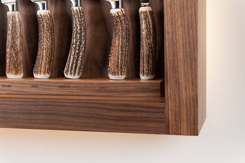 Lorenzi Milano Coltelliera Grande Con Vetro In Cervo (palco)