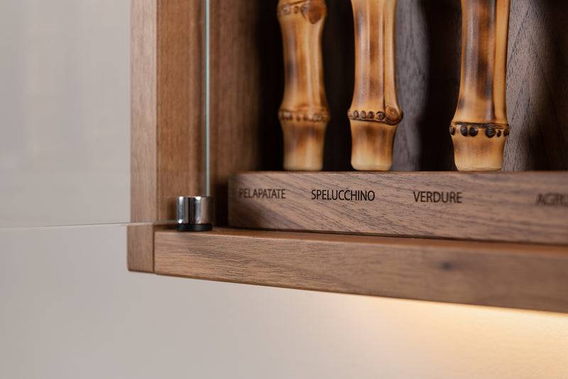 Lorenzi Milano Coltelliera Media Con Vetro In Bambù