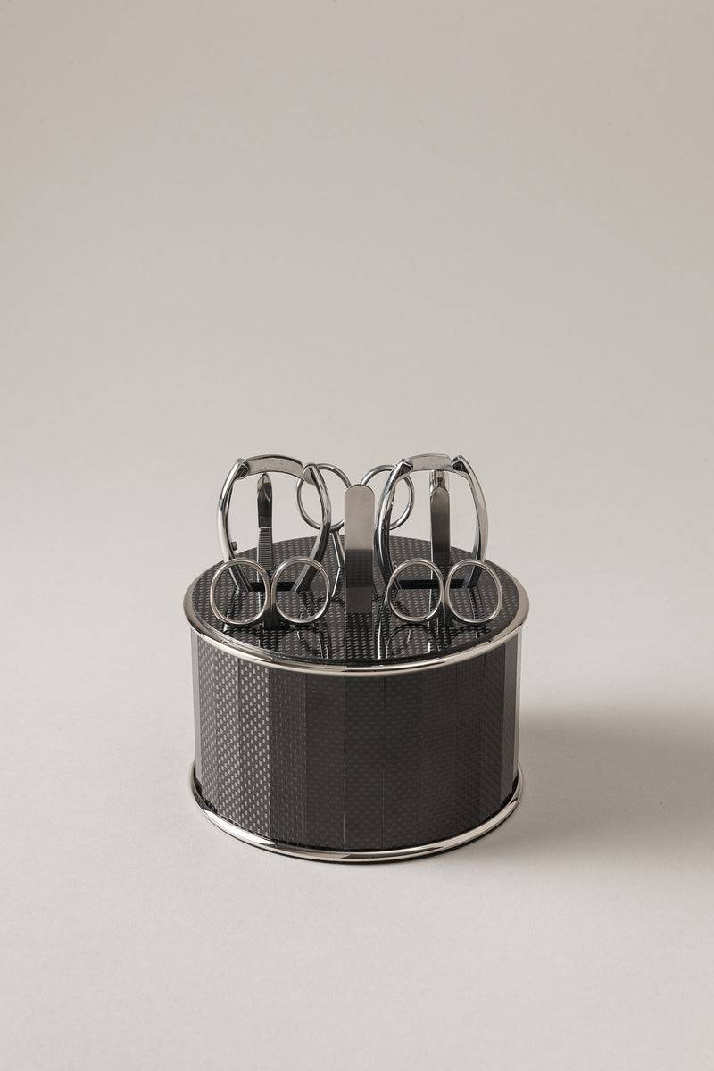 Lorenzi Milano Completo manicure da toilette con top in fibra carbonio in Carbonio