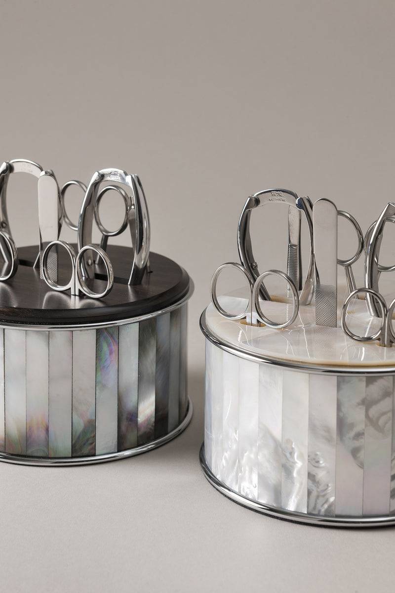 Lorenzi Milano Completo Manicure Da Toilette Con Top In Madreperla In Madreperla