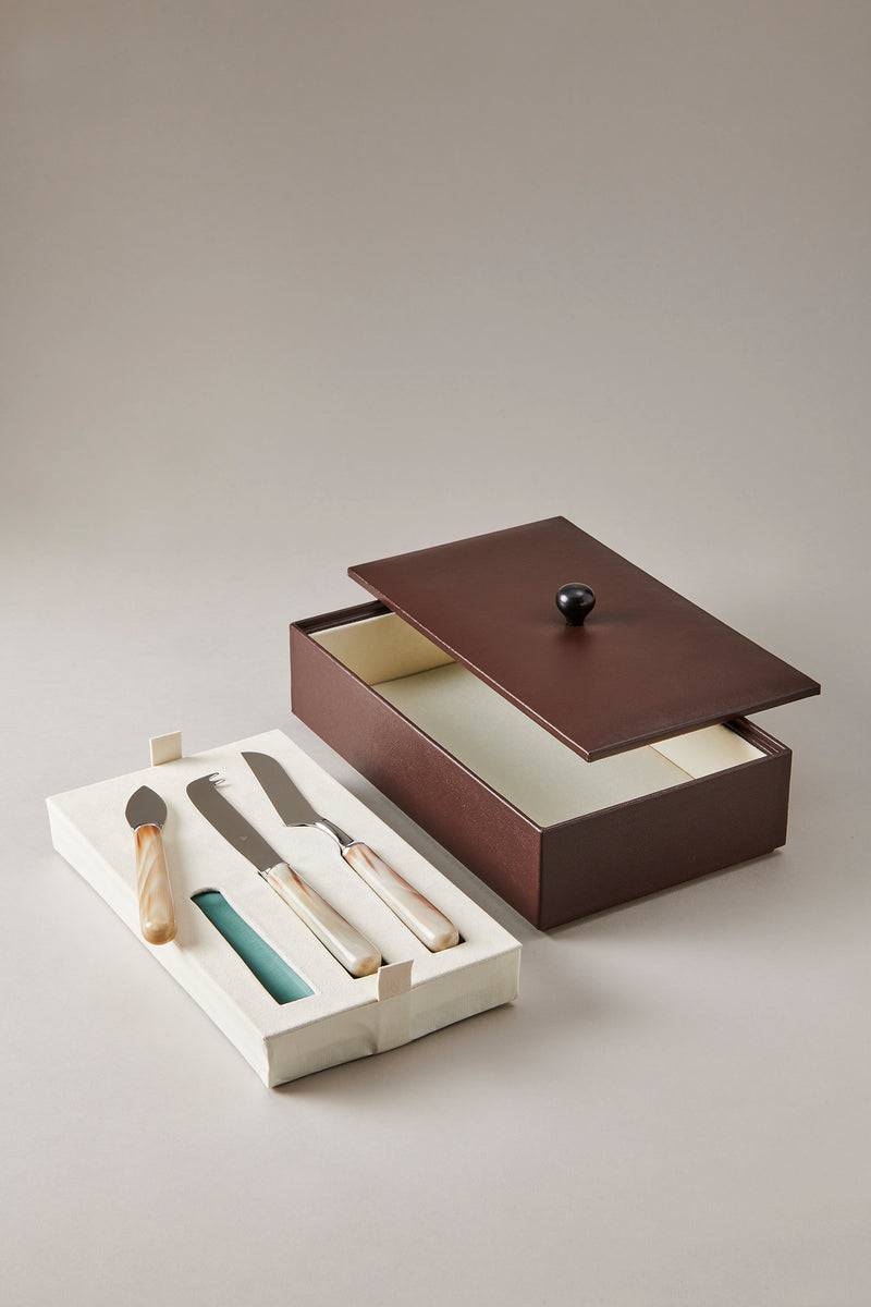 Lorenzi Milano Confezione Coltelli Formaggio Deluxe In Zebu