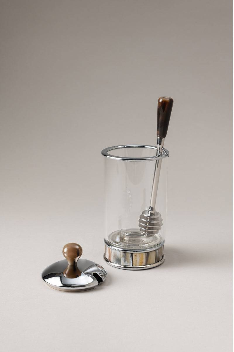 Lorenzi Milano Contenitore Miele Con Cucchiaio In Zebu