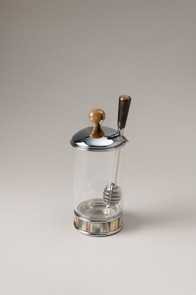 Lorenzi Milano Contenitore miele con cucchiaio in Zebu