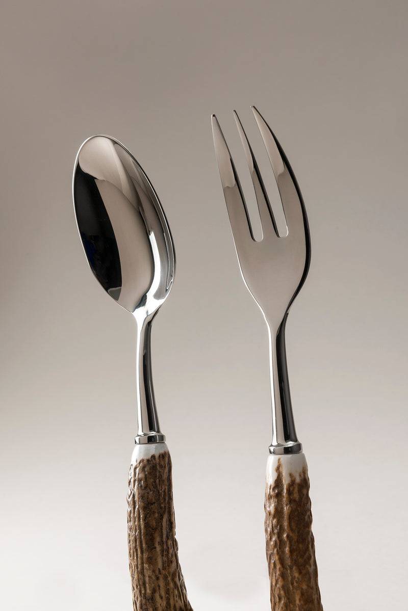 Lorenzi Milano Coppia Posate Servizio In Cervo (palco)