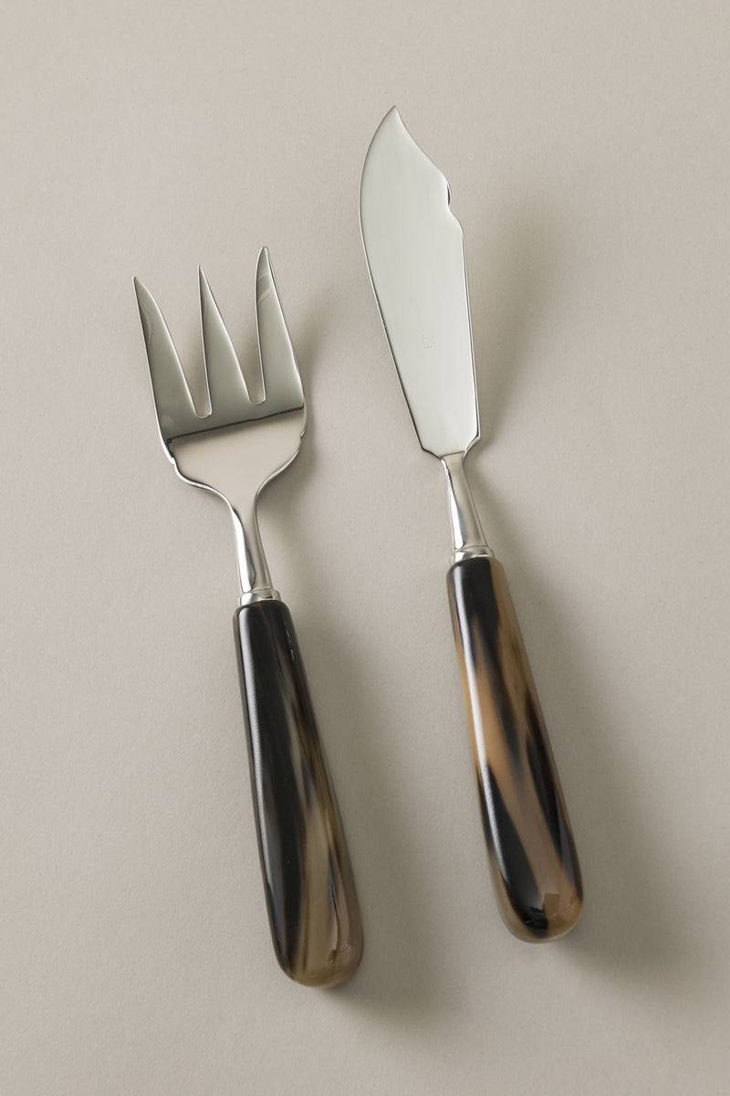 Lorenzi Milano Coppia posate servizio pesce in Zebu