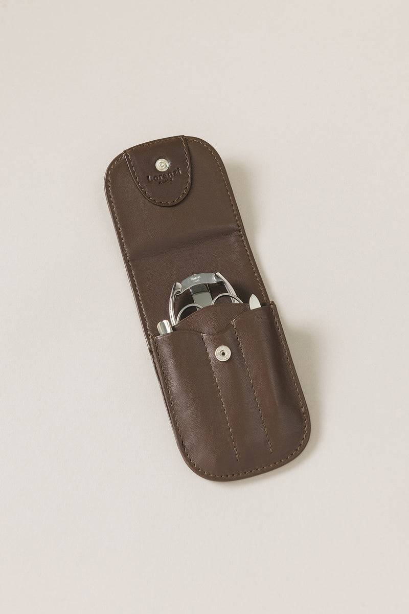 Lorenzi Milano Busta Manicure Da Viaggio In Nappa