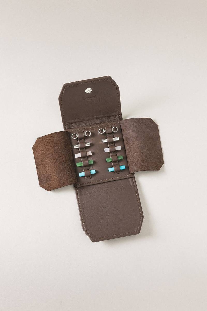 Lorenzi Milano Completo gemelli (rodiato) in Nappa