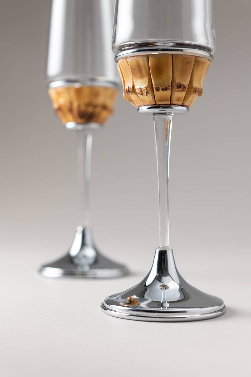Lorenzi Milano Coppia Flute Champagne In Bambù