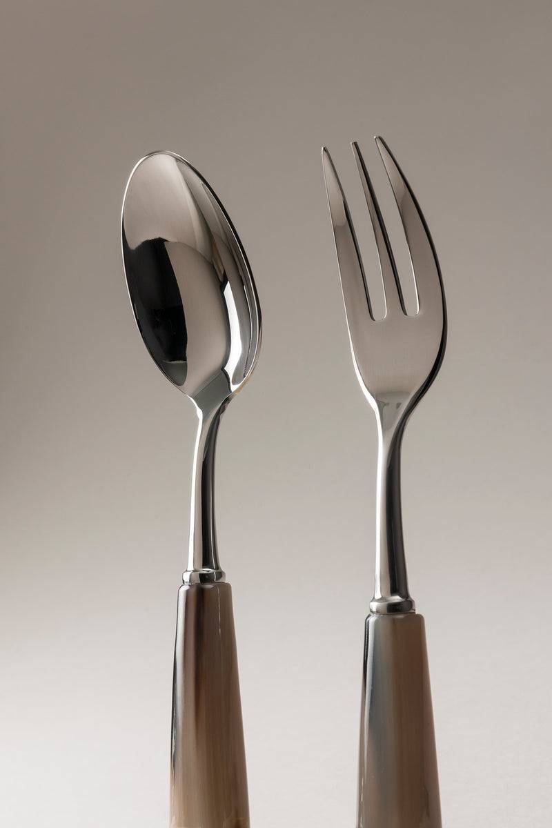 Lorenzi Milano Coppia Posate Servizio In Zebu