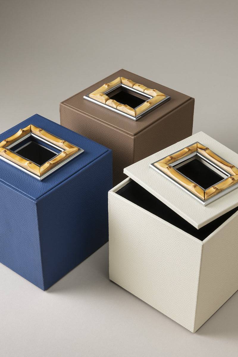 Lorenzi Milano Cubo Porta Fazzoletti In Bambù