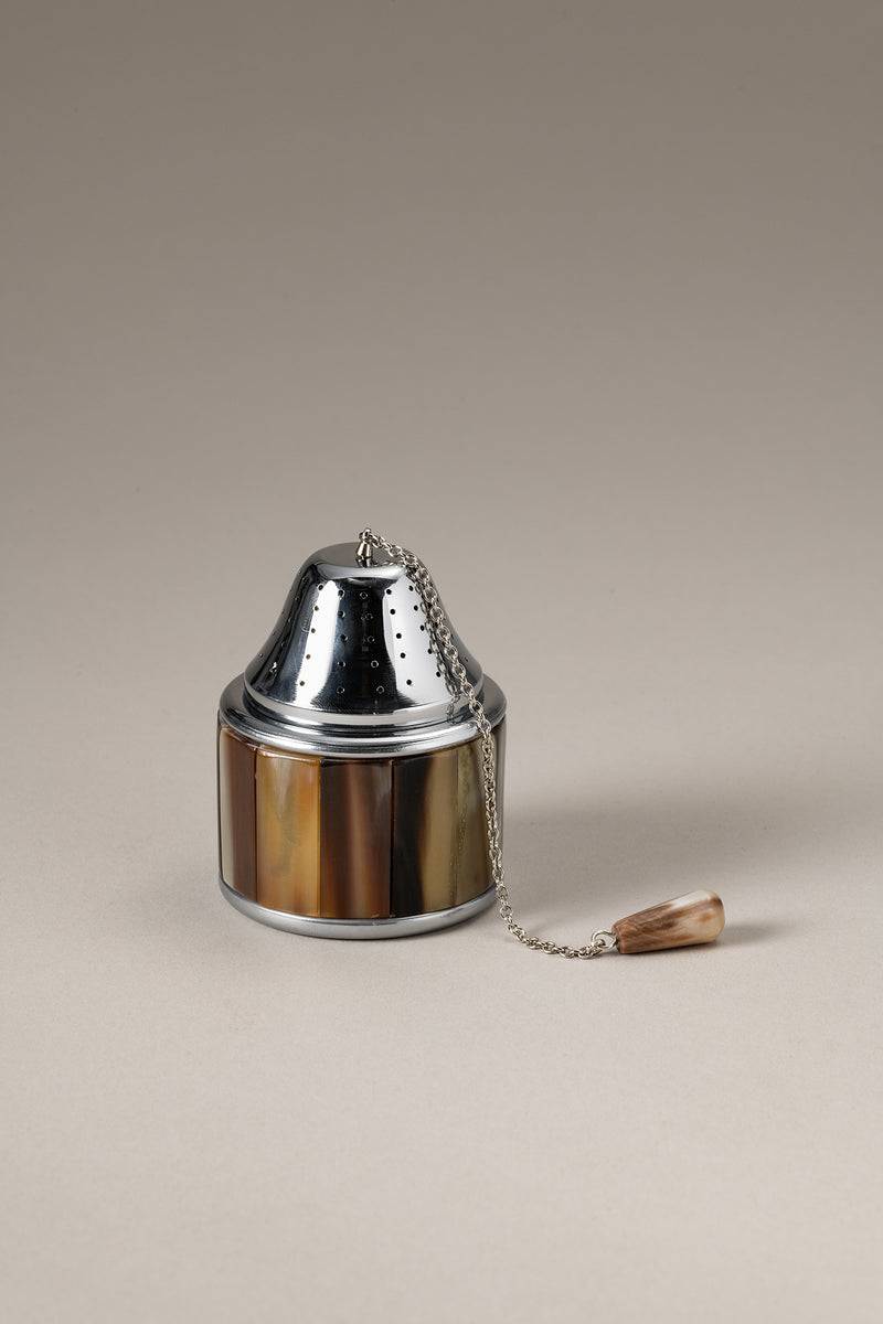 Lorenzi Milano Infusore da tè con piattino in Zebu