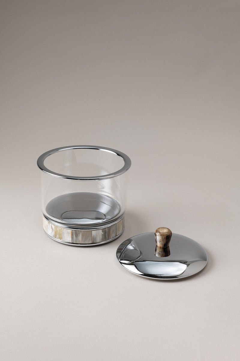 Lorenzi Milano Porta Cotone Cilindro Vetro In Zebu