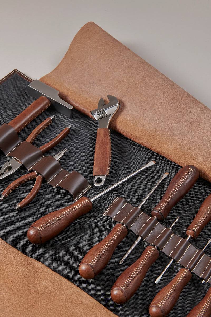 Lorenzi Milano Set Avvolgibile Attrezzi In Cuoio