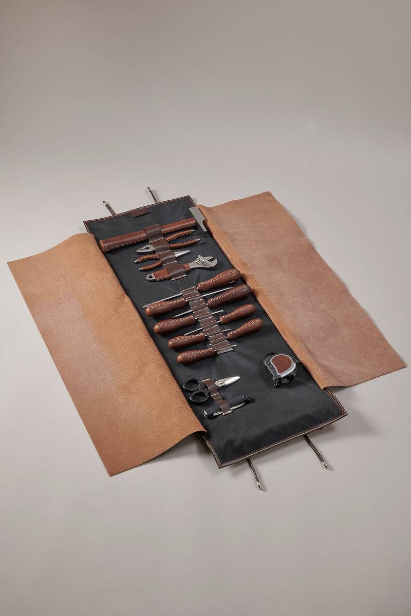 Lorenzi Milano Set Avvolgibile Attrezzi In Cuoio