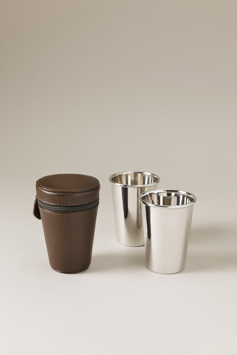 Lorenzi Milano Set bicchieri conici in Saffiano