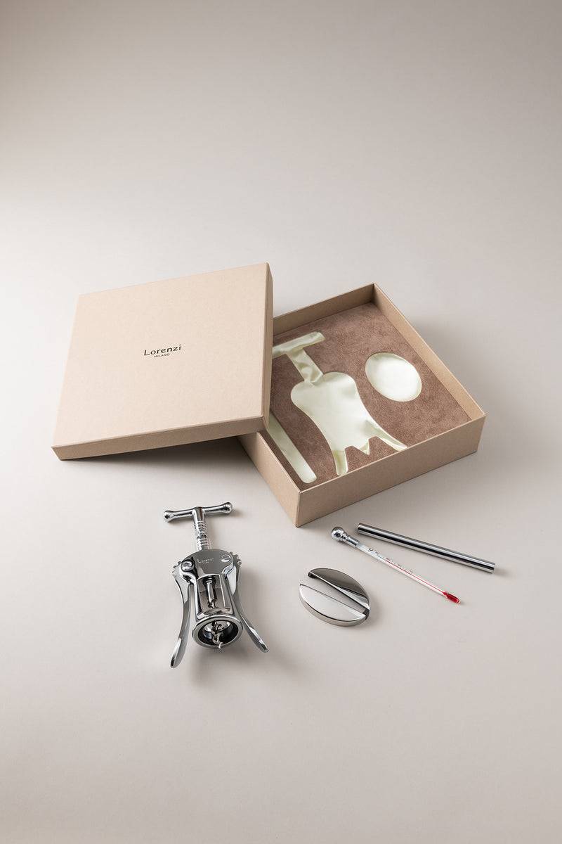 Lorenzi Milano Set Vino Piccolo In Ottone Cromato