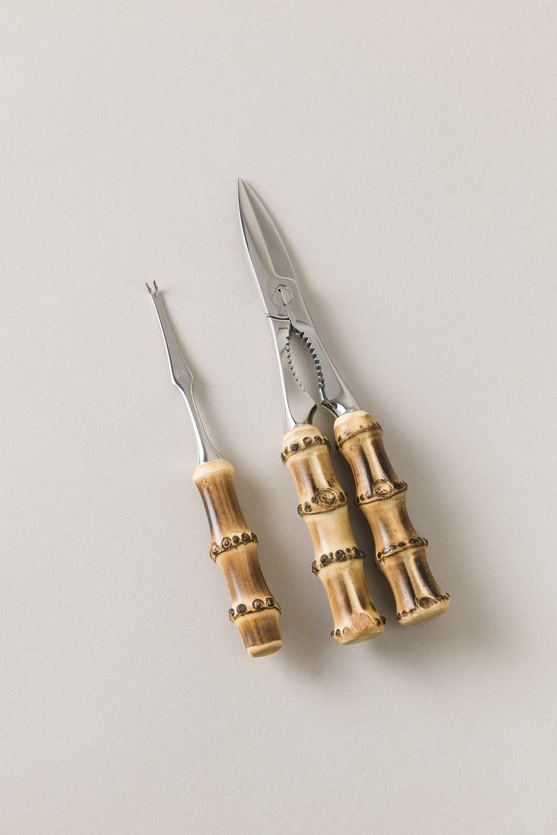 Lorenzi Milano Pinza e forchettina da crostacei in Bambù