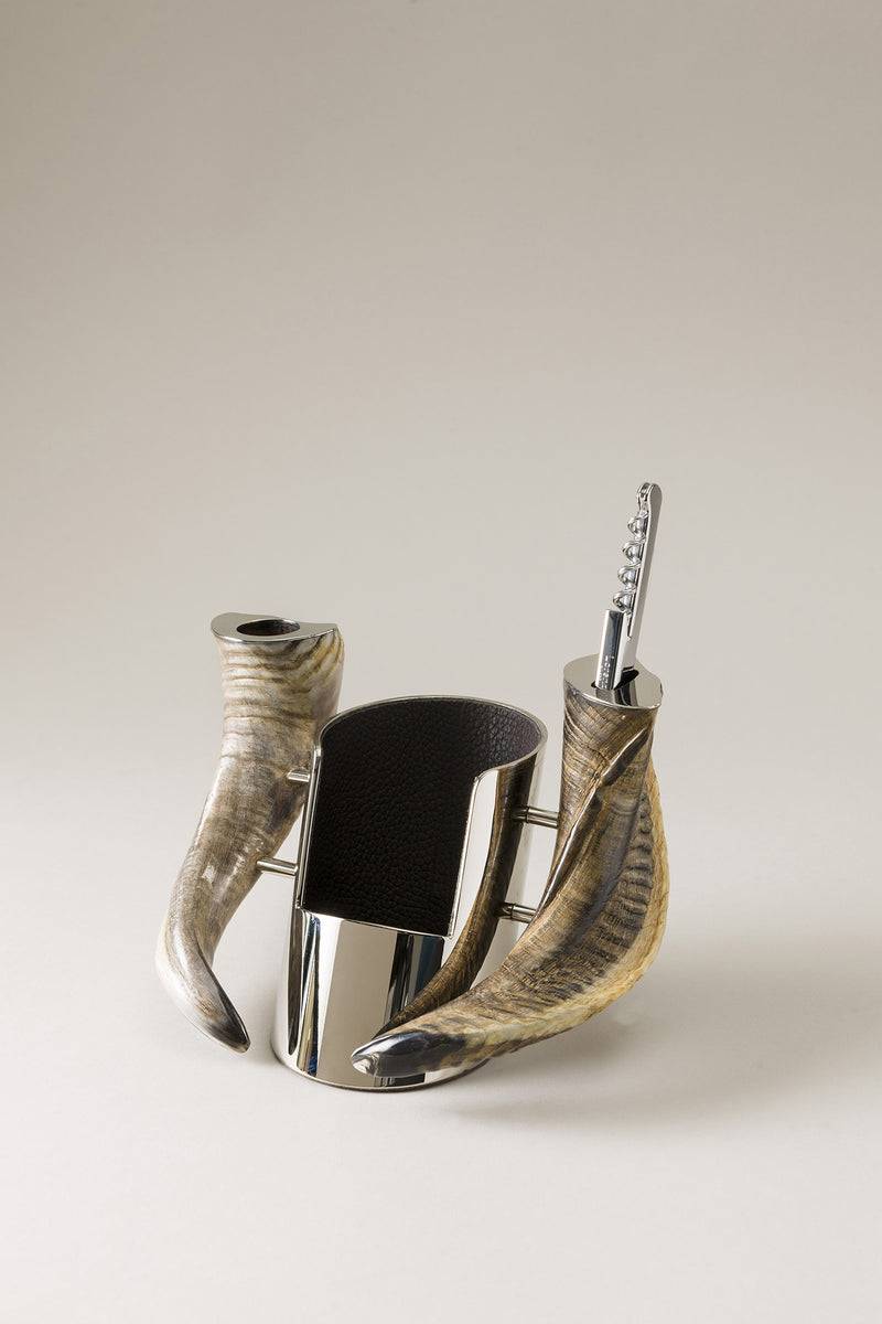 Lorenzi Milano Porta Bottiglie Con Impugnature In Montone