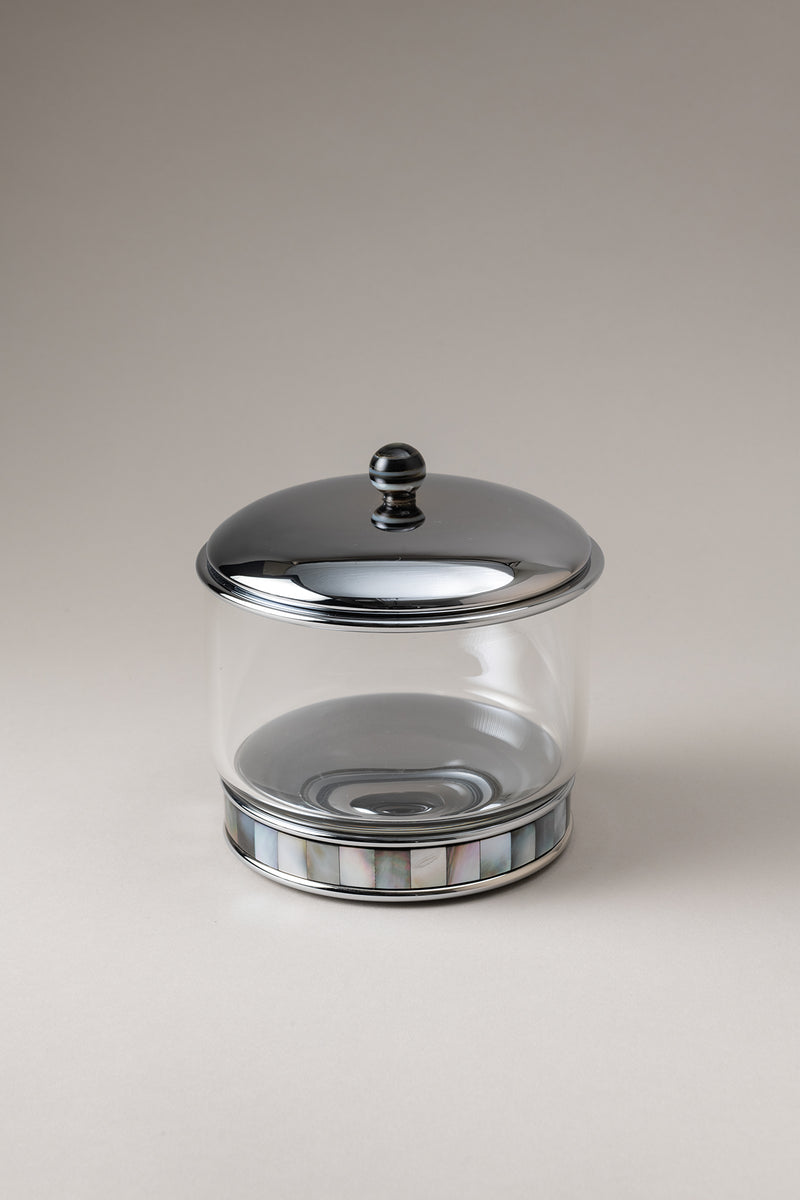 Lorenzi Milano Porta Cotone Cilindro Vetro In Madreperla