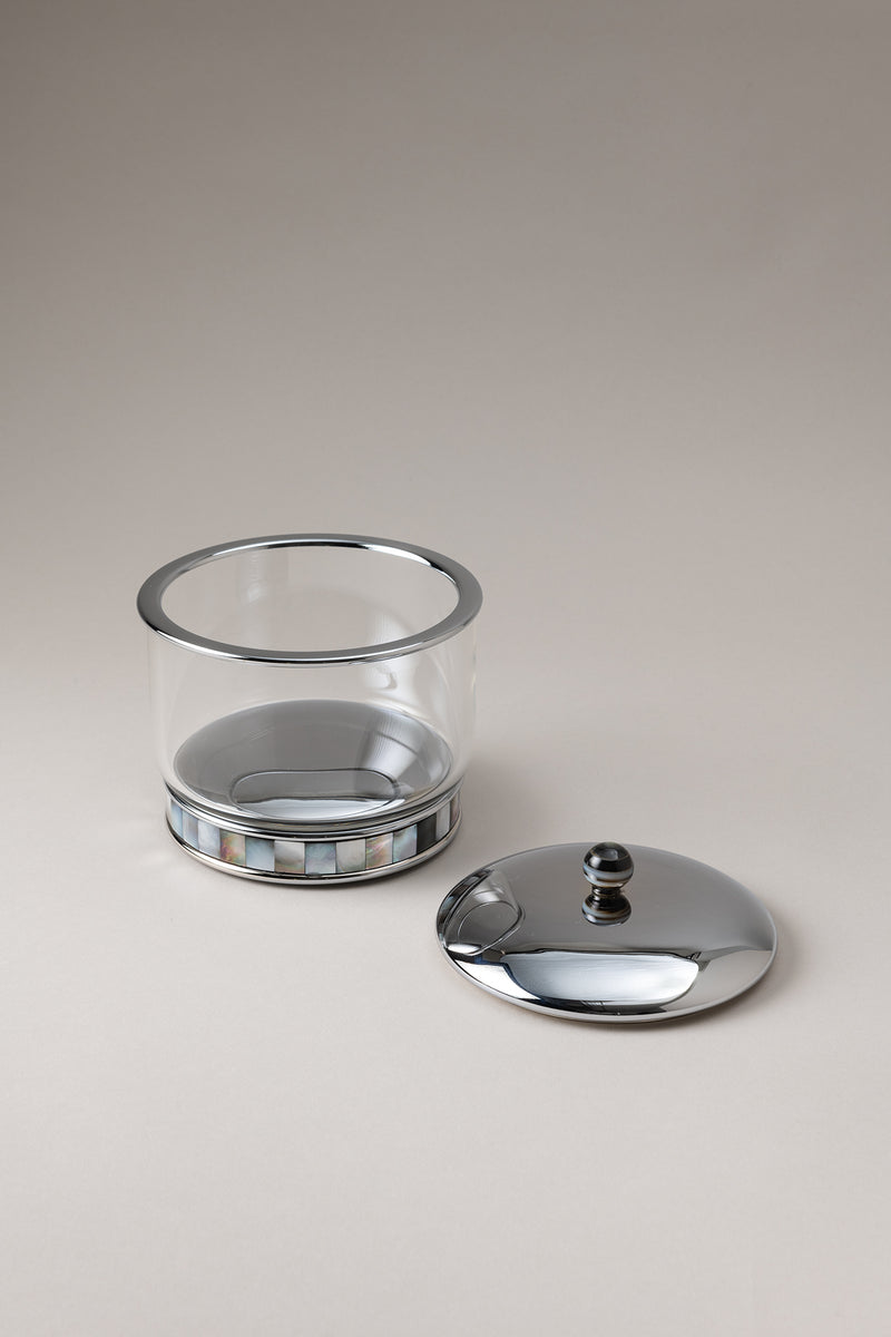 Lorenzi Milano Porta Cotone Cilindro Vetro In Madreperla