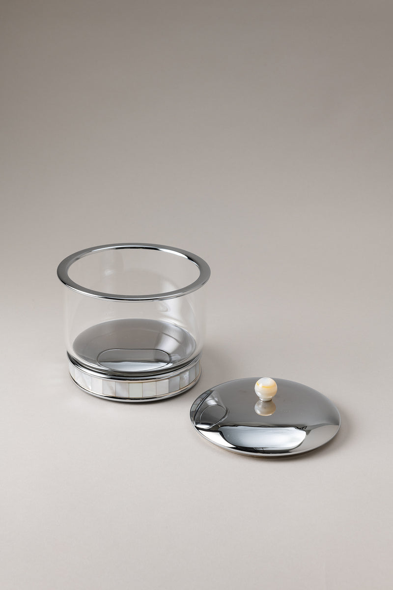 Lorenzi Milano Porta Cotone Cilindro Vetro In Madreperla