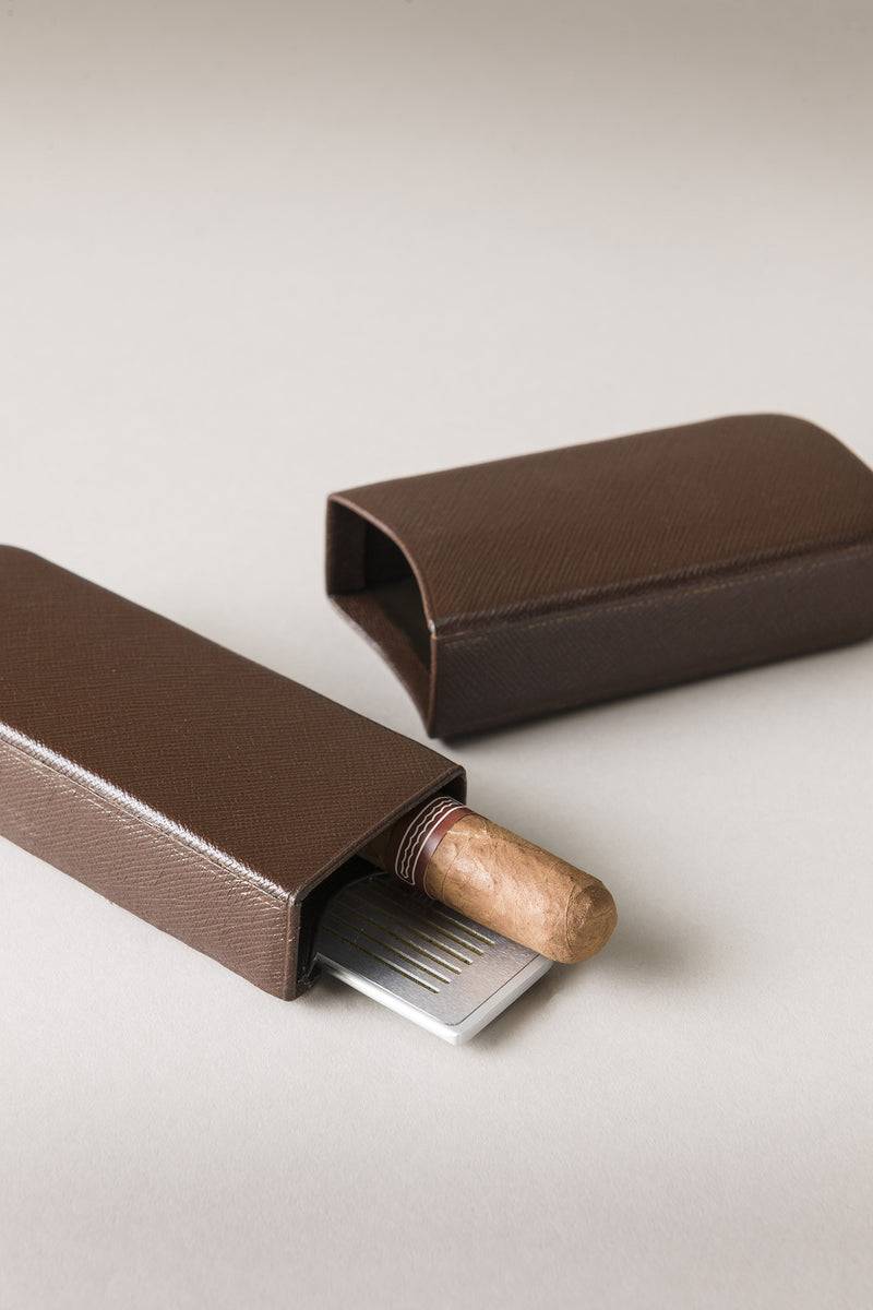 Lorenzi Milano Porta Sigari Per Due 'Robusto' In Saffiano