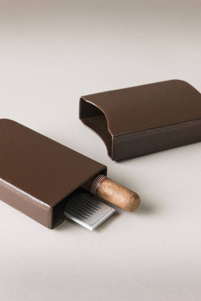 Lorenzi Milano Porta Sigari Per Tre 'Robusto' In Saffiano