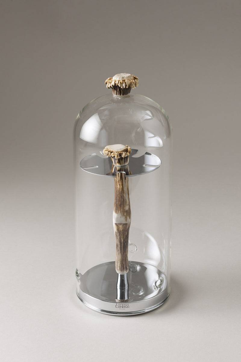 Lorenzi Milano Porta spazzolini toilette con copertura vetro in Cervo (palco)