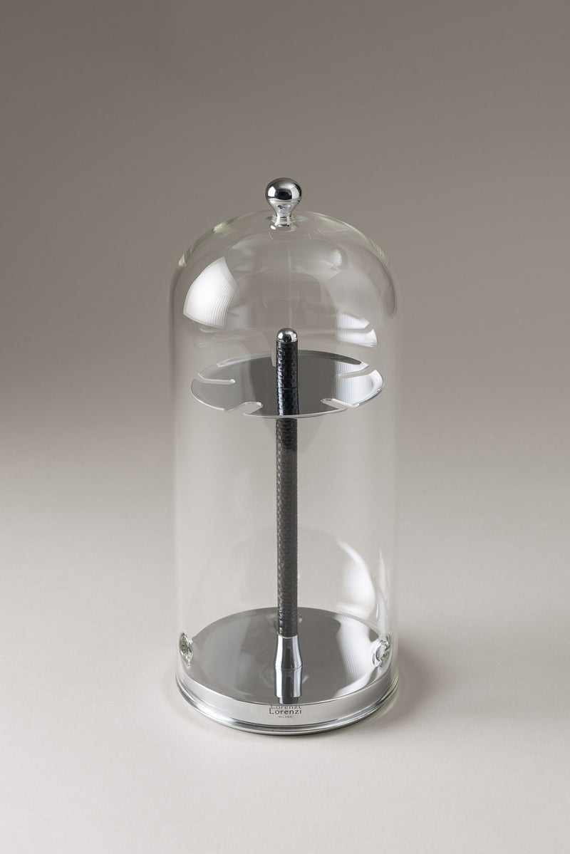 Lorenzi Milano Porta spazzolini toilette con copertura vetro in Carbonio