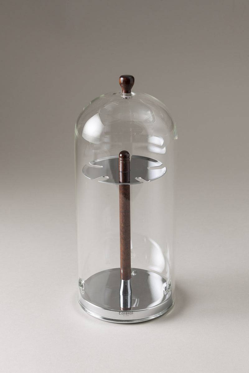 Lorenzi Milano Porta spazzolini toilette con copertura vetro in Legno