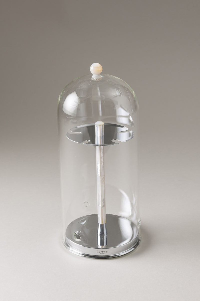 Lorenzi Milano Porta spazzolini toilette con copertura vetro in Madreperla