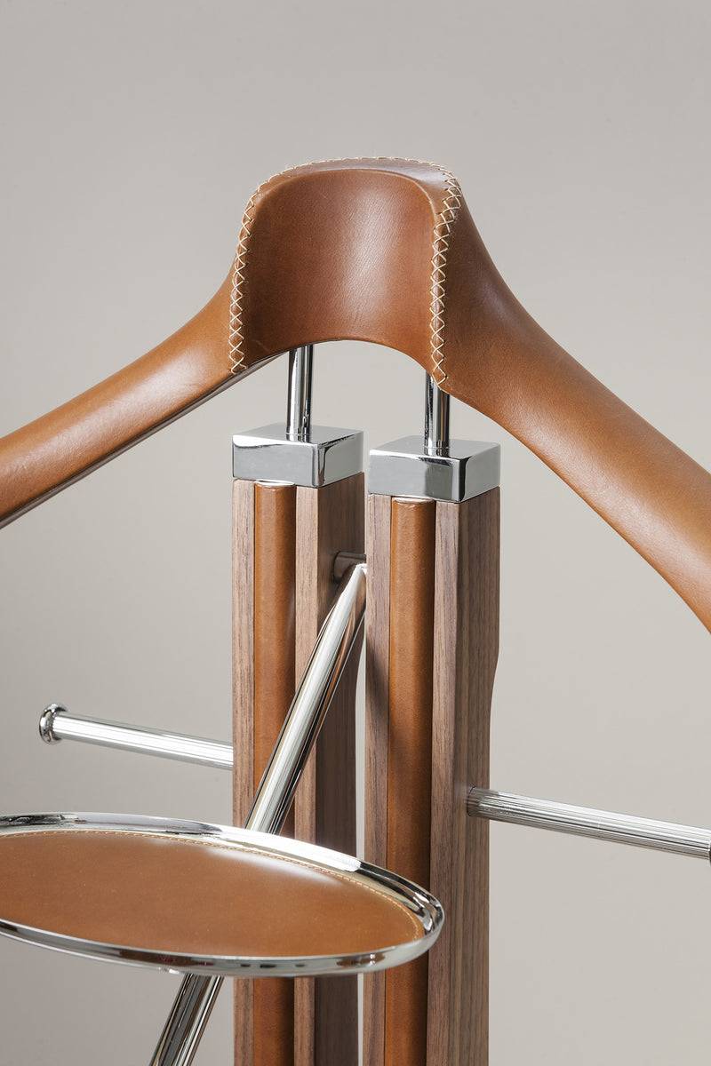 Lorenzi Milano Servo Muto Da Guardaroba Con Inserti In Cuoio