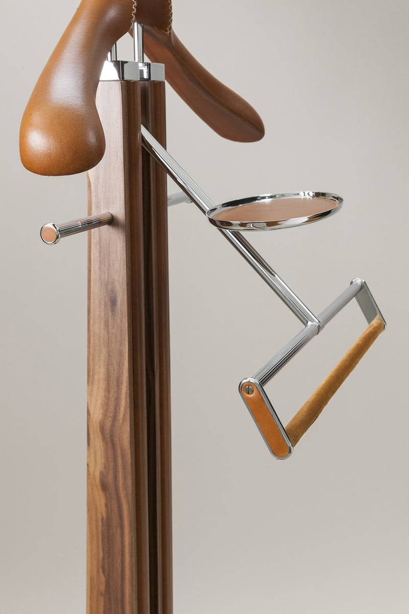 Lorenzi Milano Servo Muto Da Guardaroba Con Inserti In Cuoio