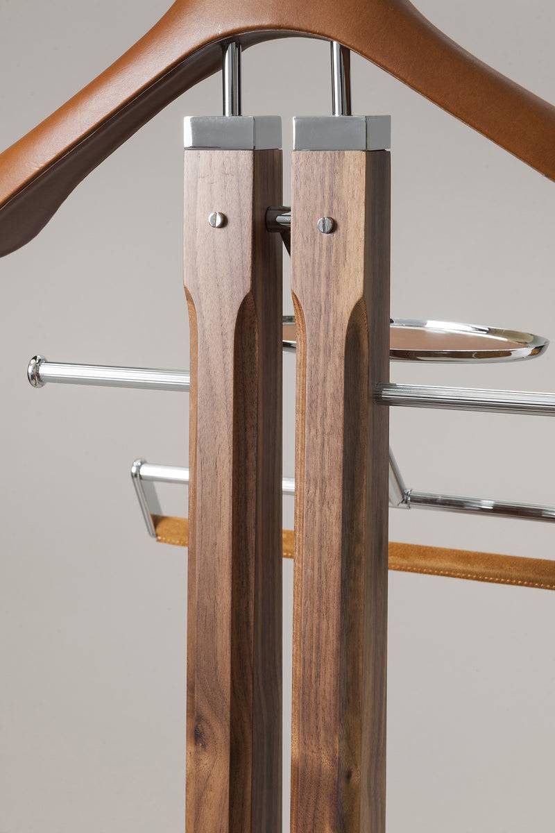 Lorenzi Milano Servo Muto Da Guardaroba Con Inserti In Cuoio