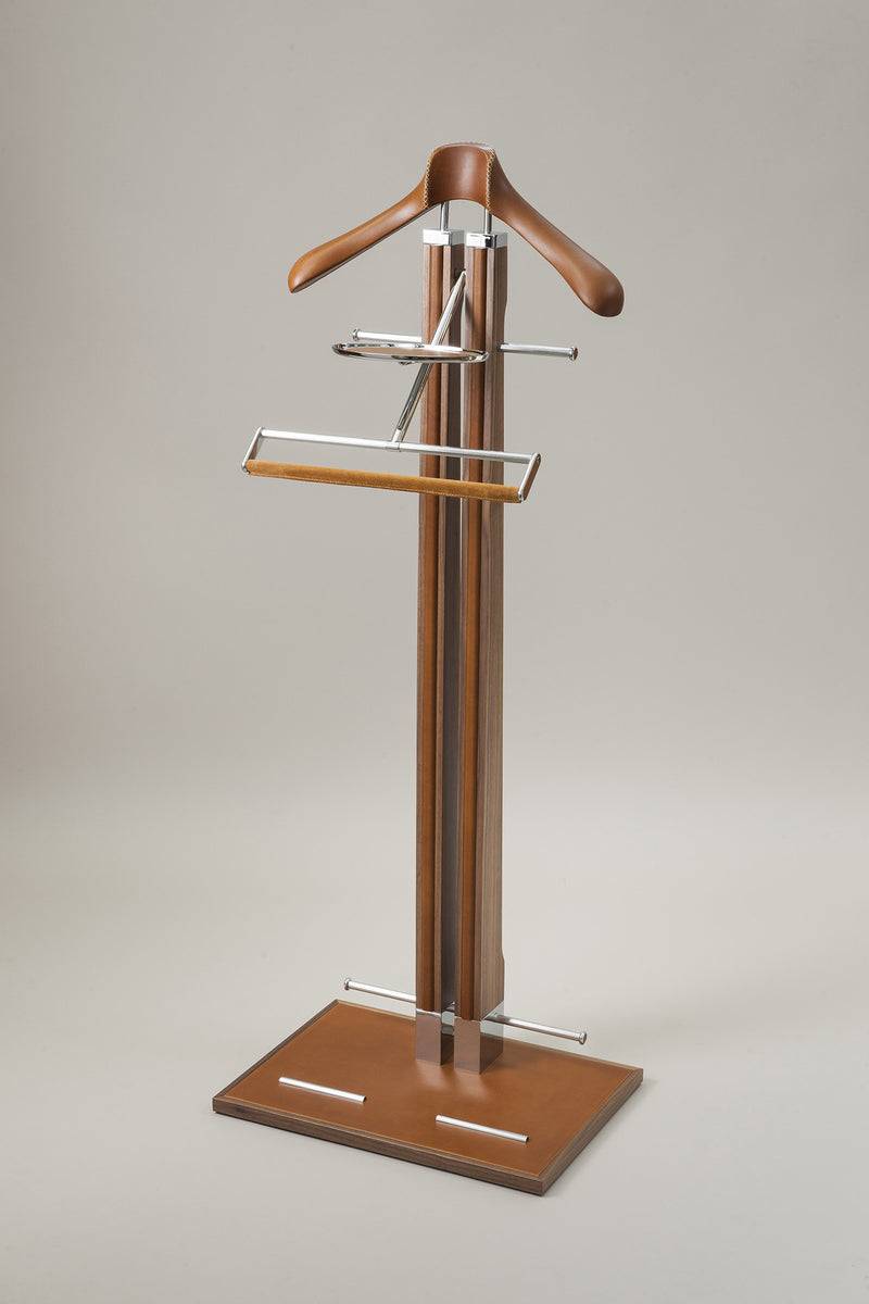 Lorenzi Milano Servo muto da guardaroba con inserti in Cuoio