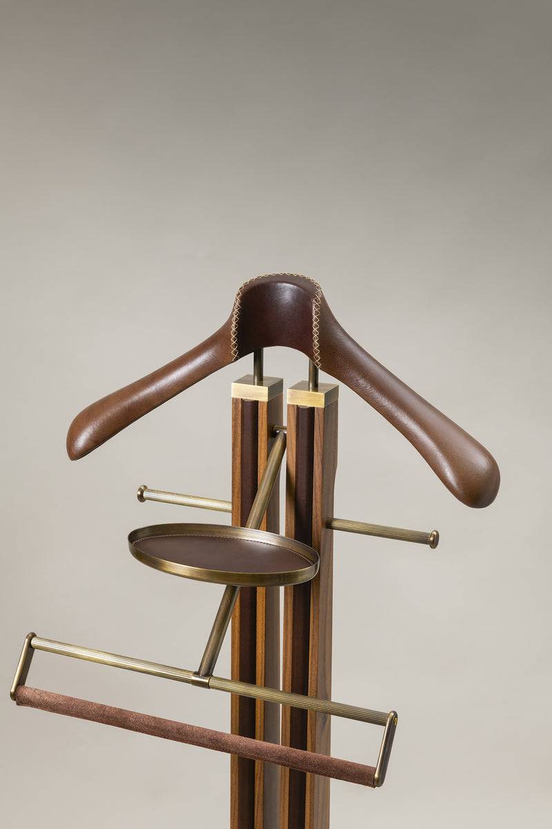 Lorenzi Milano Servomuto Da Guardaroba (ottone Anticato) In Cuoio