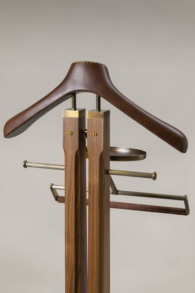 Lorenzi Milano Servomuto Da Guardaroba (ottone Anticato) In Cuoio