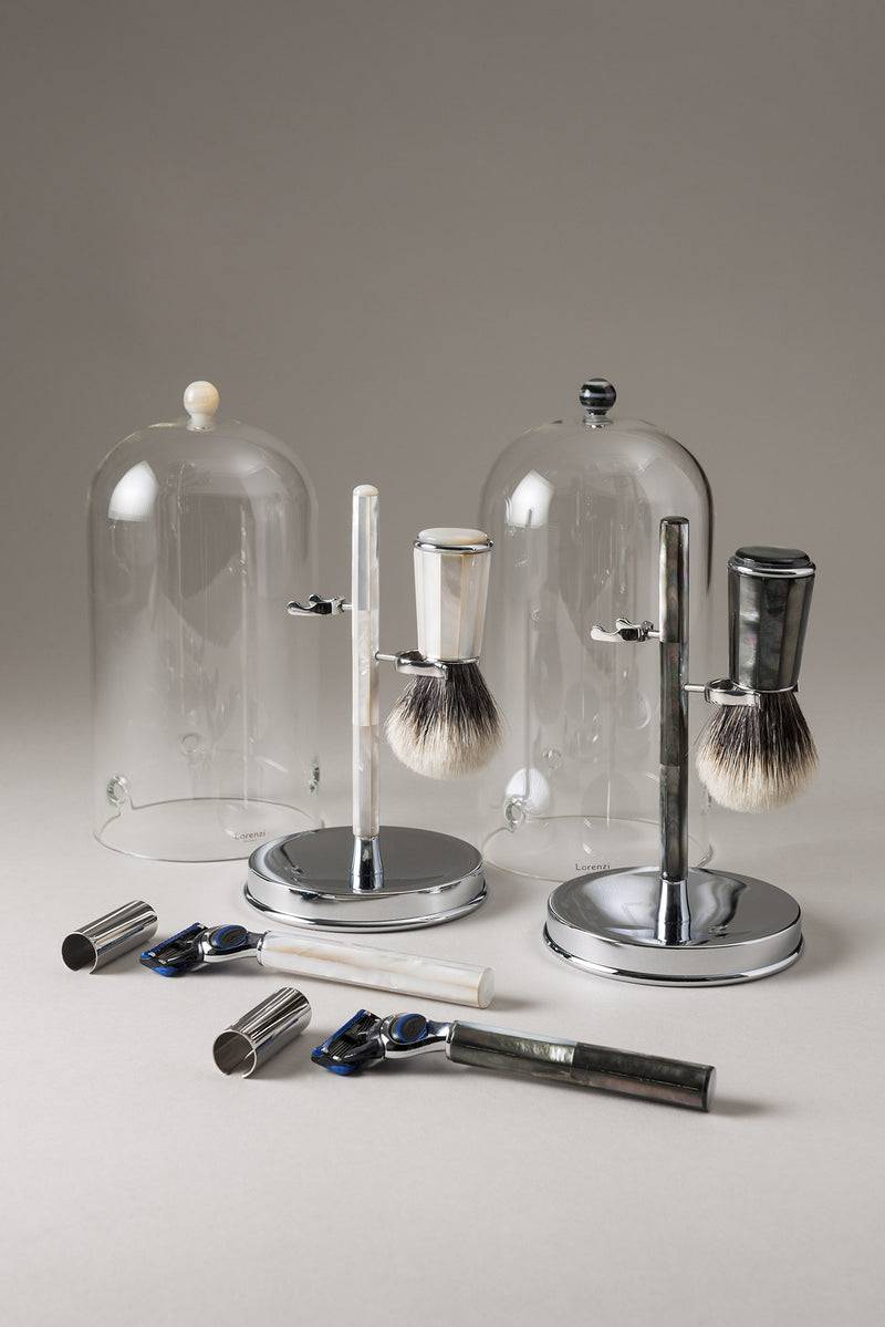 Lorenzi Milano Set Barba Toilette Con Campana In Madreperla