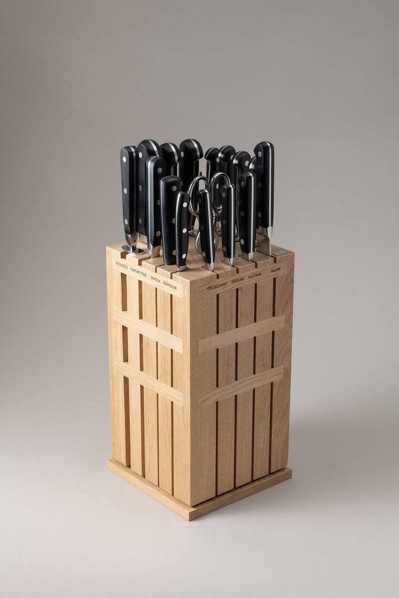 Lorenzi Milano Set Coltelli Da Cucina Grande In Noce Canaletto