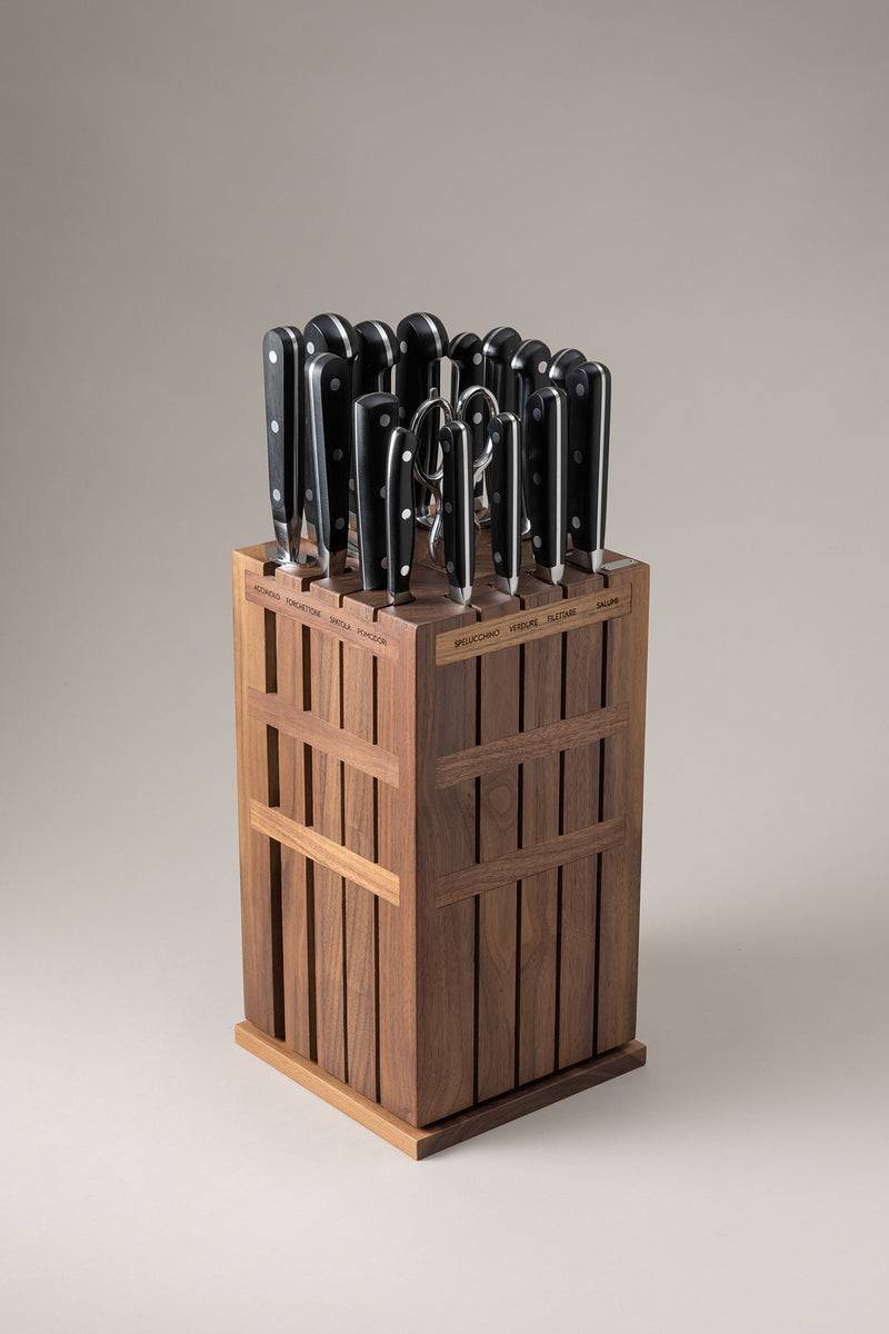 Lorenzi Milano Set coltelli da cucina grande in Noce canaletto