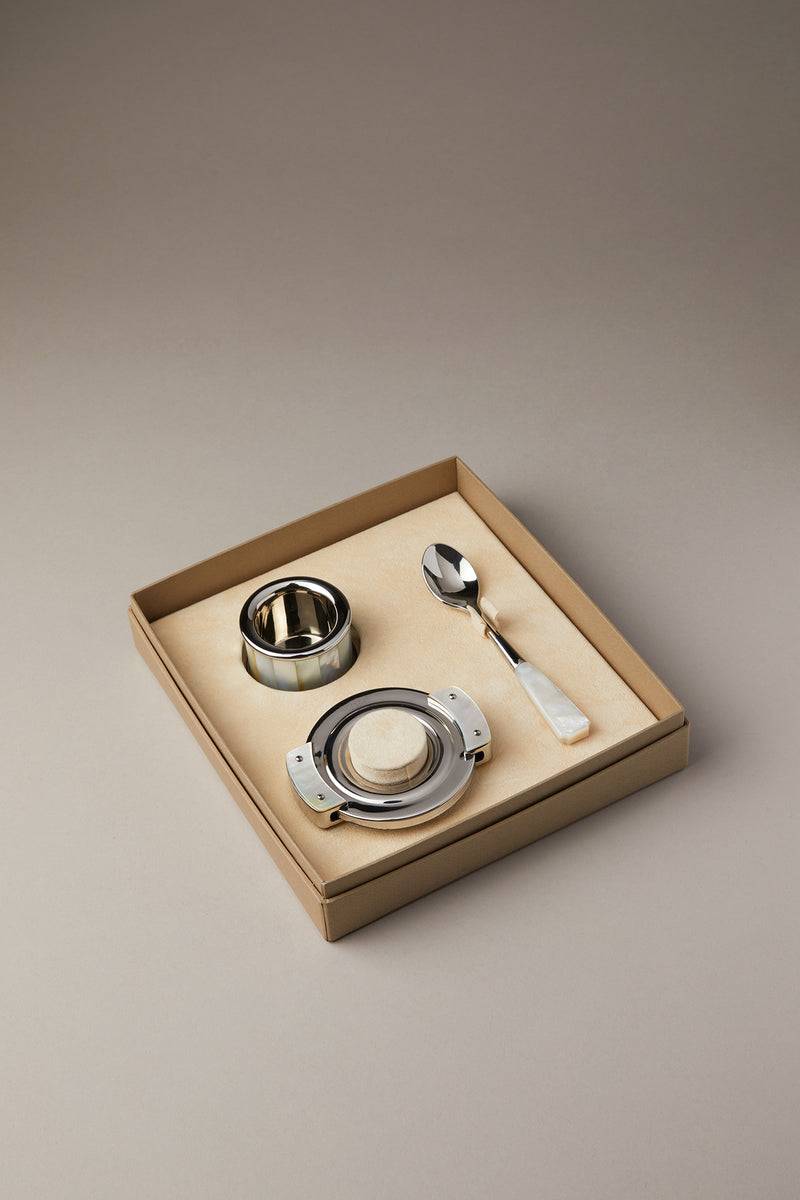 Lorenzi Milano Set da uovo sodo alla coque in Madreperla