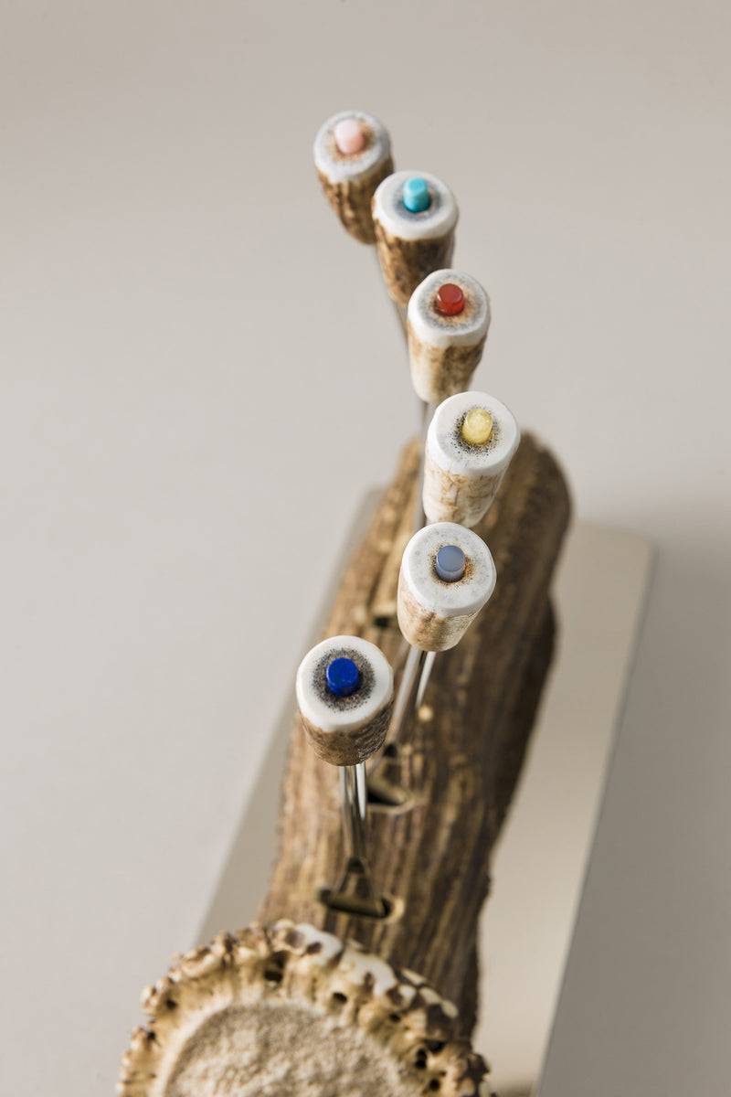 Lorenzi Milano Set Forchette Fonduta Formaggio In Cervo (palco)