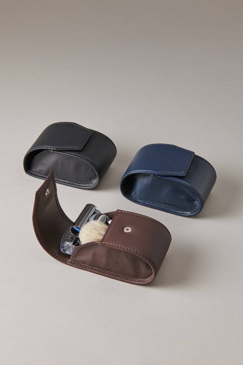 Lorenzi Milano Set Rasoio Pennello Barba Viaggio In Nichel Nero