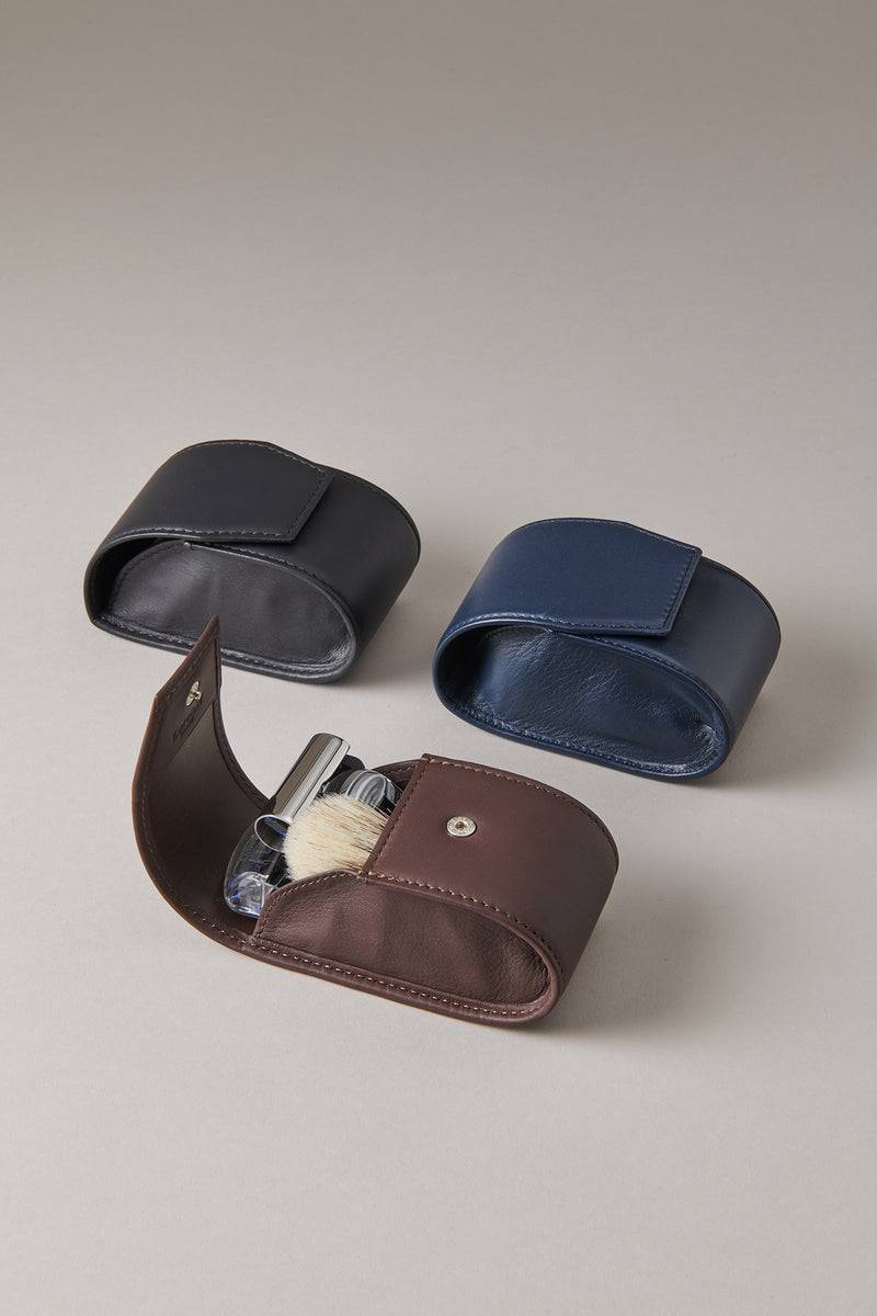 Lorenzi Milano Set Rasoio Pennello Barba Viaggio In Ottone Cromato